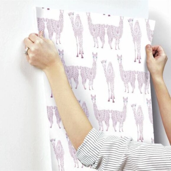 Alpaca Wallpaper Purple Pink Alpacas and Camels Double Roll 56 Sq Ft New - Picture 4 of 11